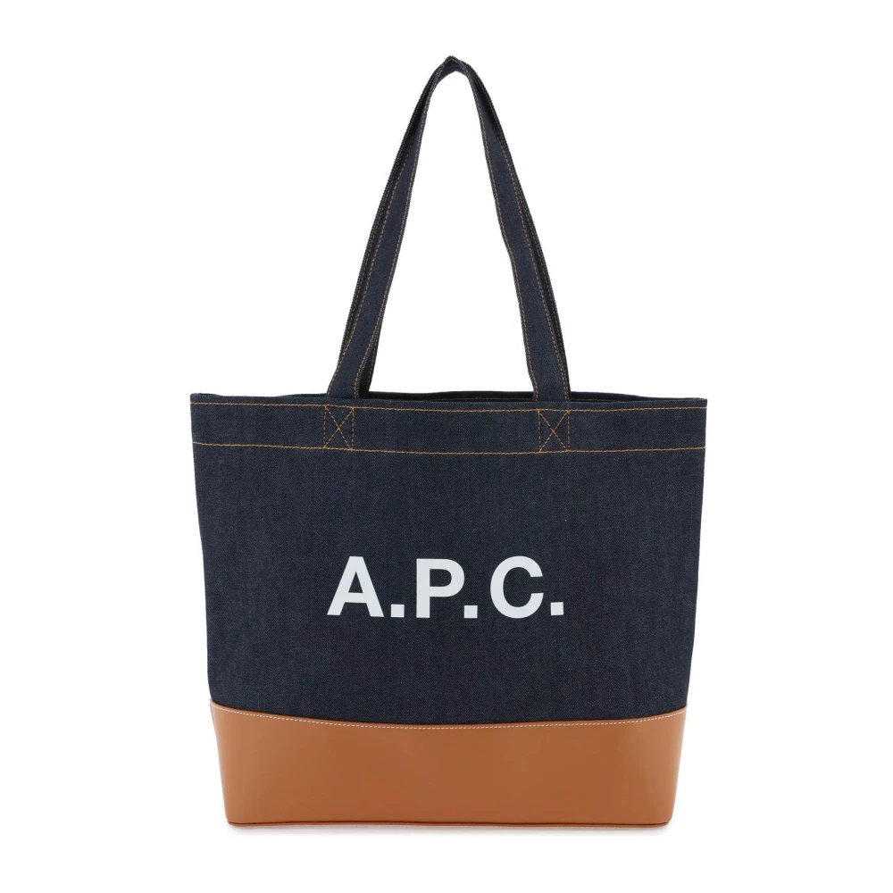 A.p.c. Karamel Tote Tas in Japans Denim en Leer Brown Dames