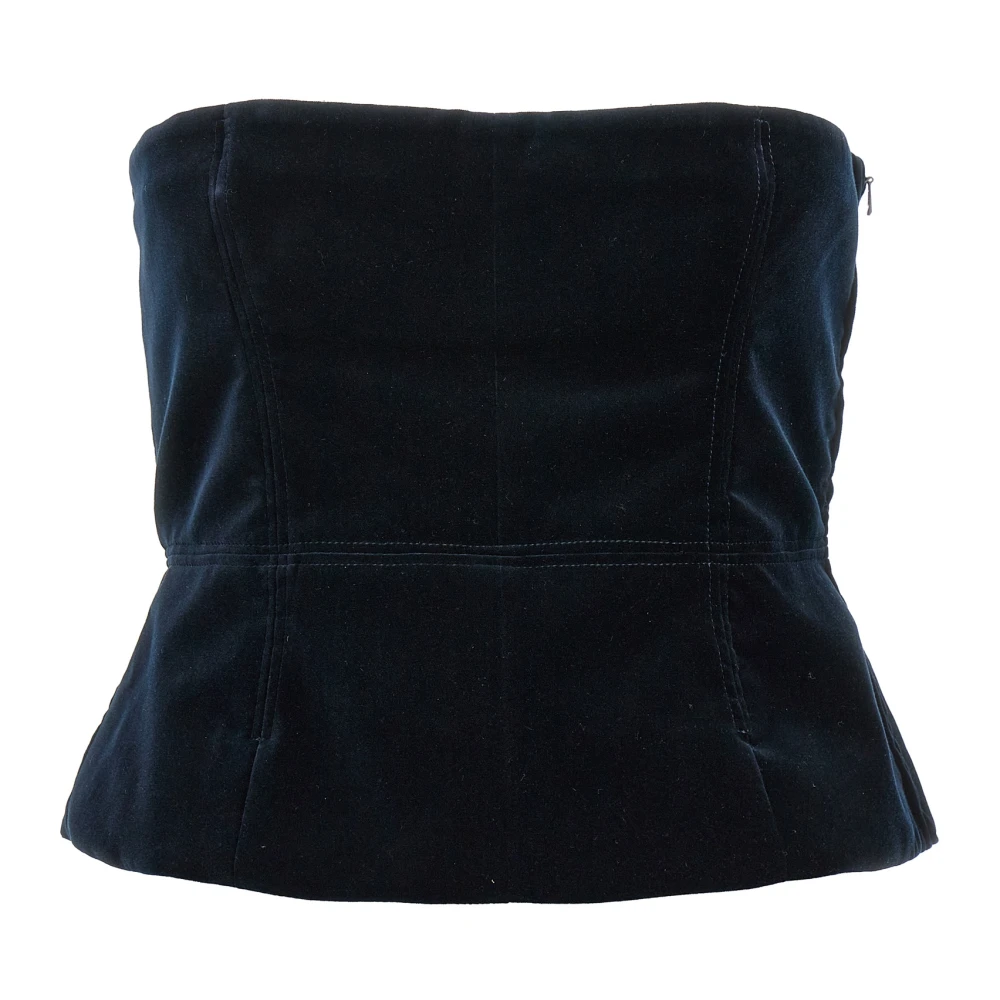 Tom Ford Women's Blue Sleeveless Tops, Xs, Velvet Top