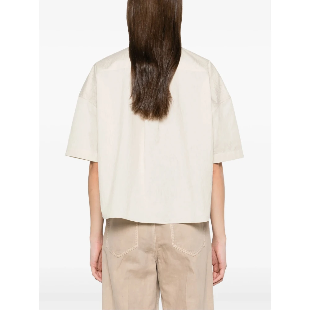 BRUNELLO CUCINELLI Elegante damesblouse met korte mouwen Beige Dames