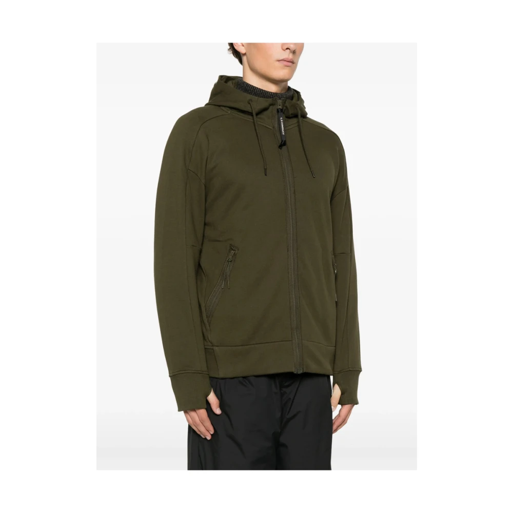 C.P. Company Khaki Goggles Hoodie Met Rits Green Heren