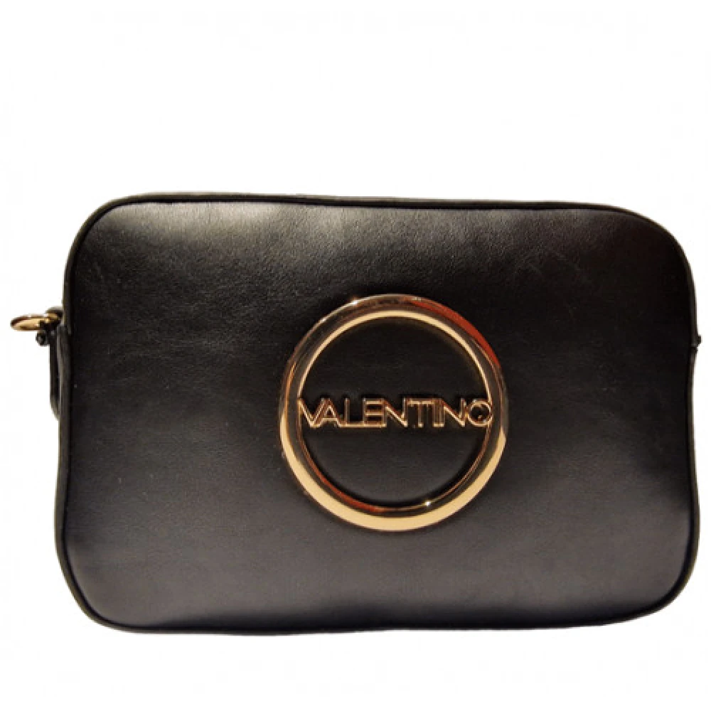 Valentino by Mario Valentino Zwarte Rechthoekige Handtas met Gouden Logo Black Dames
