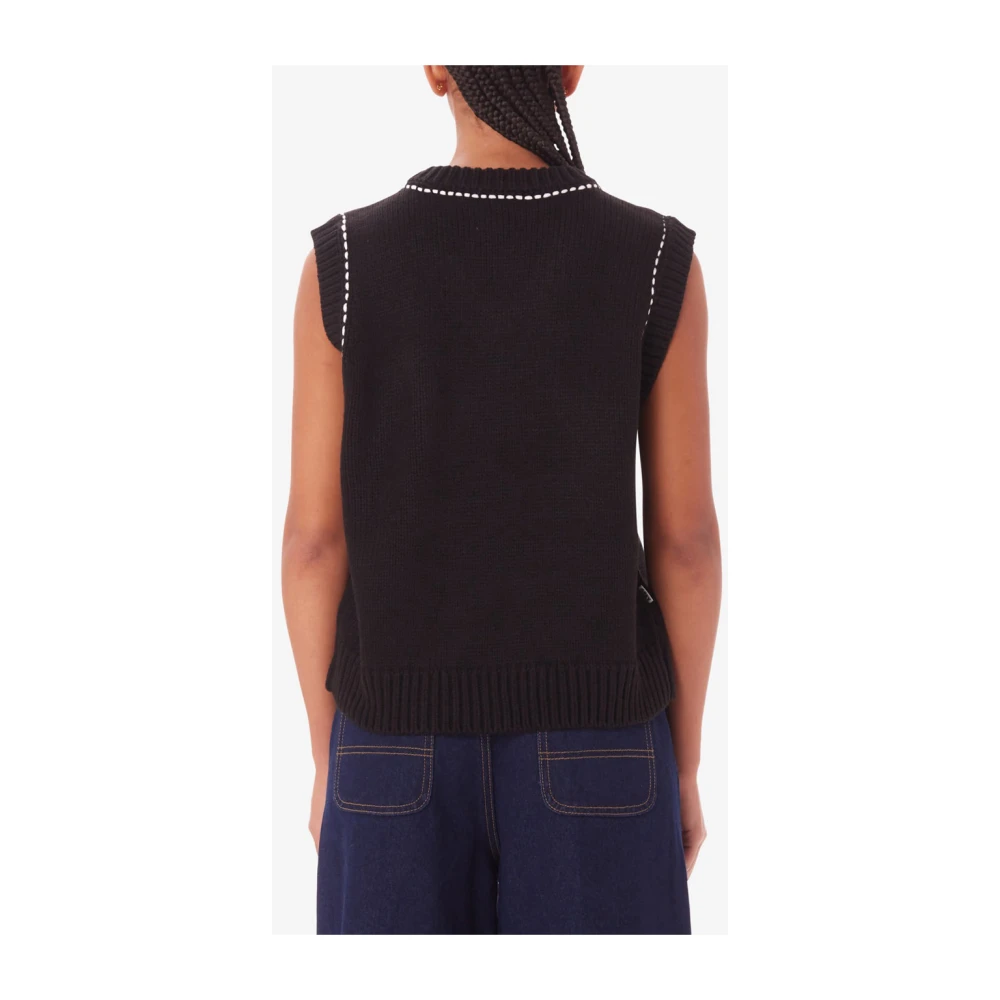 Obey Solide Contraststeek Sweater Vest Black Dames
