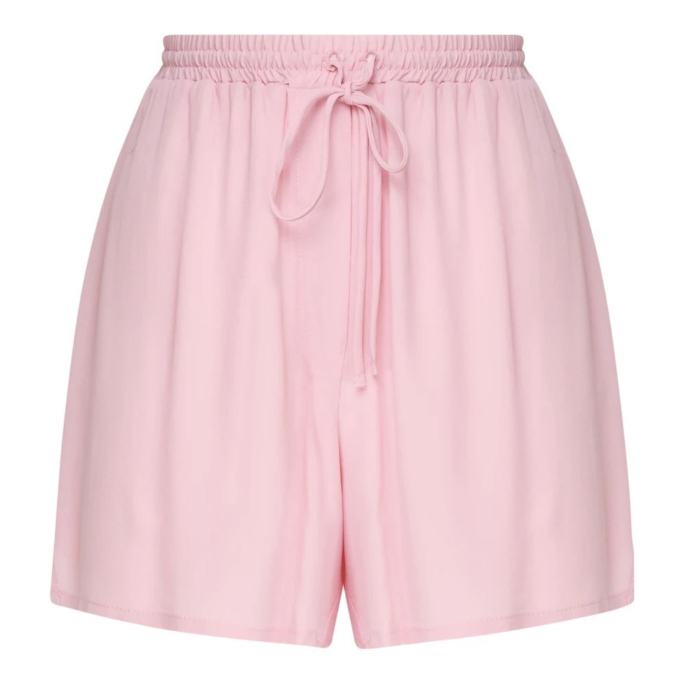 Ottod'Ame Zijden Blend Elastische Taille Trekkoord Shorts Pink Dames