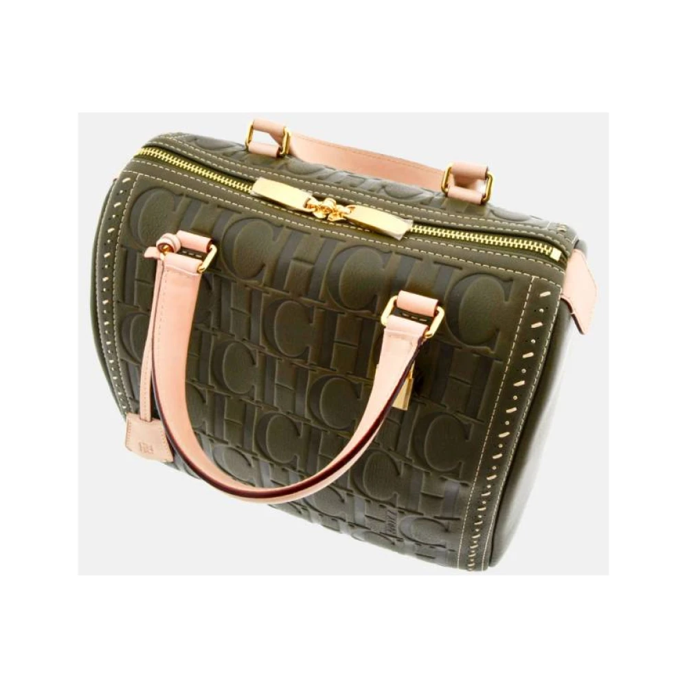 Carolina Herrera Groene leren handtas Andy 7 Green Dames
