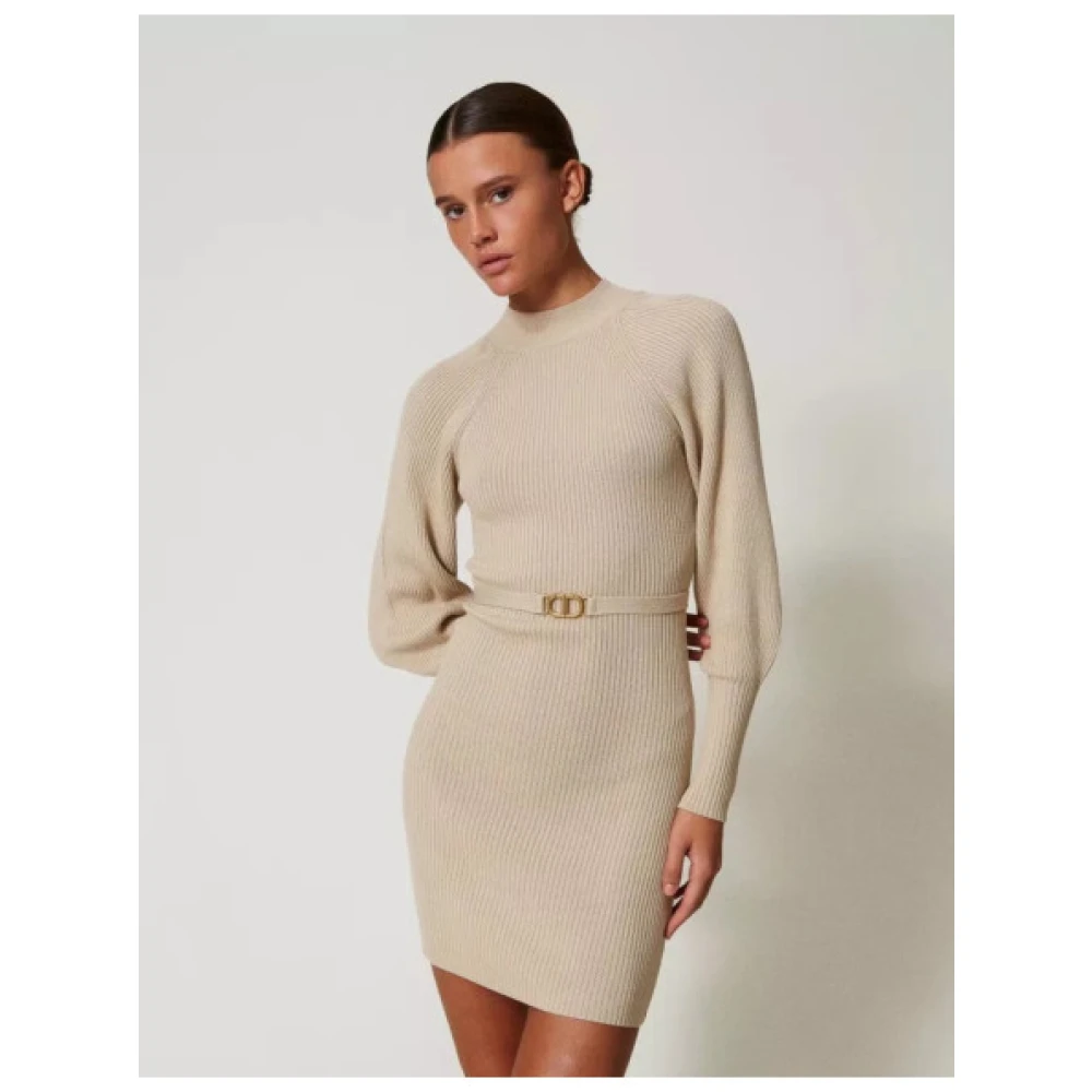 Twinset Gebreide Jurk Beige Dames