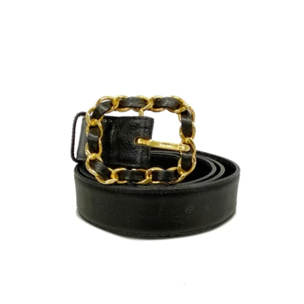 Chanel Vintage Pre-owned Leather belts Black Dames