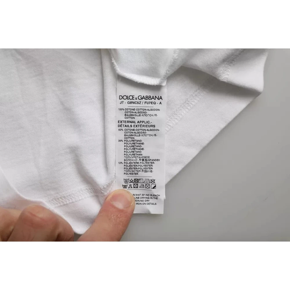 Dolce & Gabbana Casual T-shirt met DG Applique White Heren