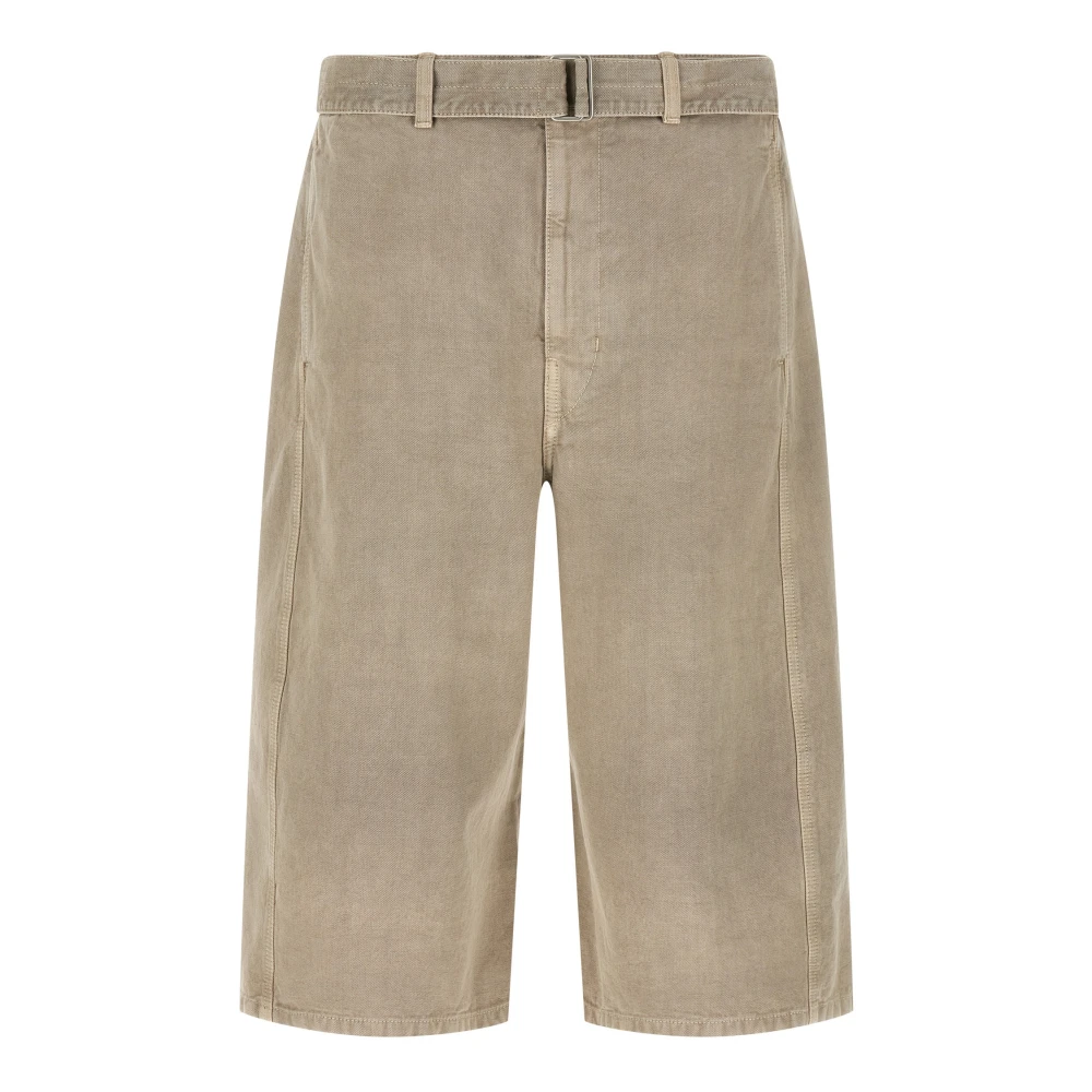 Lemaire Beige Bermudas, Male, M, Denim Short In Heavy Broken Twill