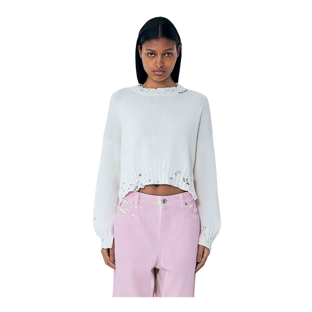 Marni Mujer Blanco - Suéter Con Motivo De Logo - Knitwear - 2XS - Suéter Con Motivo De Logo