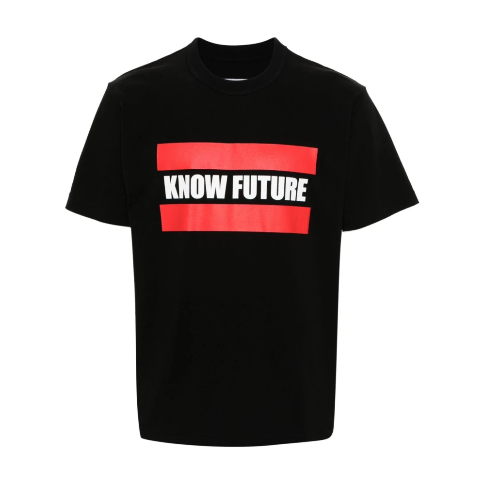 Sacai Zwarte Know Future T-shirt met Voorkant Print Black Heren