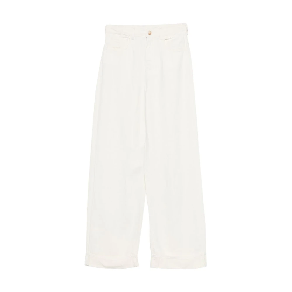 Emporio Armani Linen Blend Wide-Leg Jeans - Female - Wide Jeans - Beige - W29 - Jeans