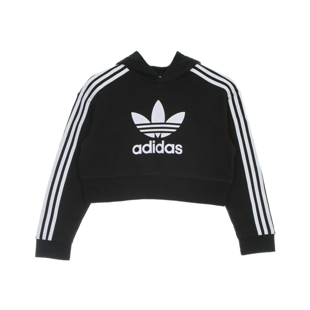 Adidas Svart/Vit Cropped Hoodie Flickor Lättvikt Black, Unisex