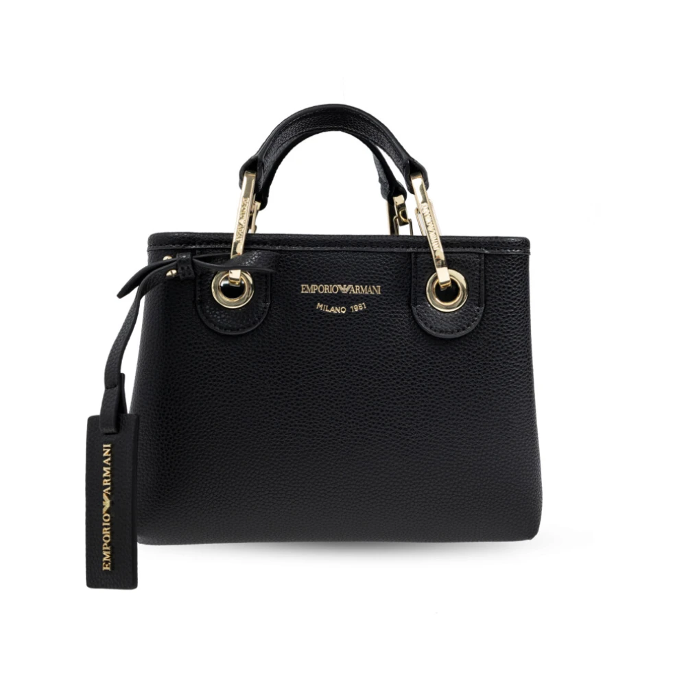 Emporio Armani Vrouw Zwart Tassen Dames, One Size, Leer, Hertenprint My Ea Mini Tas