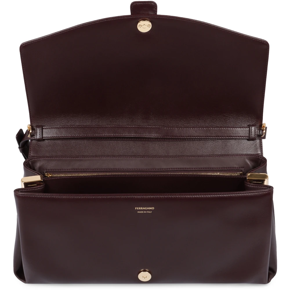 Salvatore Ferragamo Leren Crossbody Tas met Kettinghengsel Purple Dames