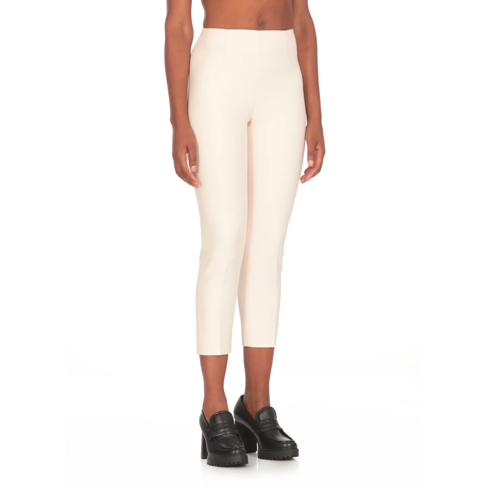 PESERICO Natuurlijke stoffen broek met zijritsen Beige Dames