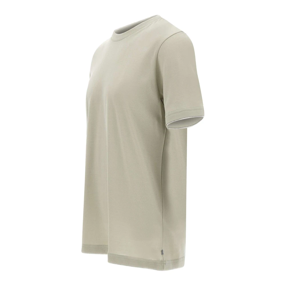 Eleventy Salie Katoenen T-shirt met Contrasterende Profielen Beige Heren