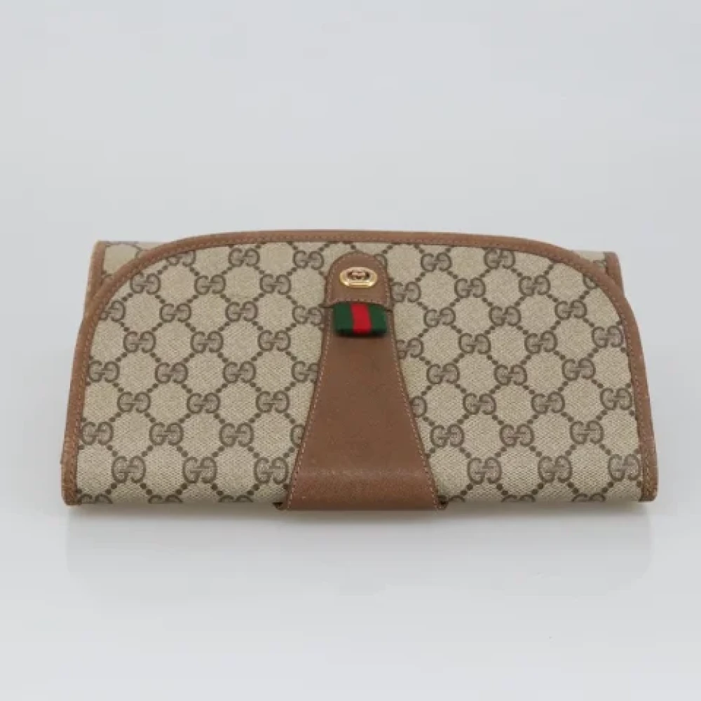 Gucci Vintage Pre-owned Leather clutches Beige Dames