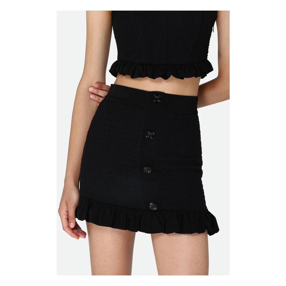 pinko Zwarte Minirok met Voorknoppen Black Dames