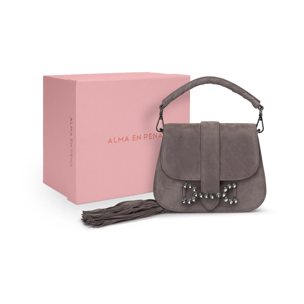 Alma en Pena Strass gesp clutch tas Gray Dames