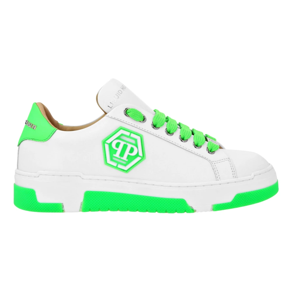 Philipp Plein Leather Lo-Top Sneakers Hexagon unisex Schoenen Groen