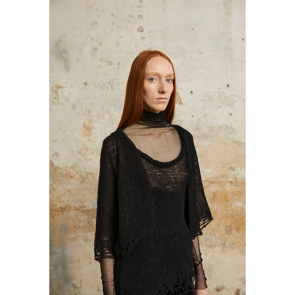 Cortana Onye top in alpaca zijde en kasjmier zwart Black Dames