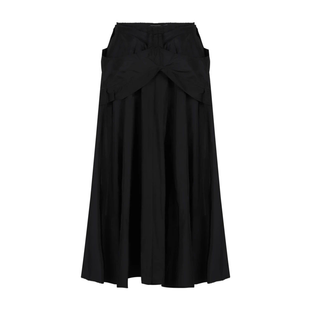 Maison Margiela Women's Black Midi Skirts, S, Taffetà Midi Skirt With Bow