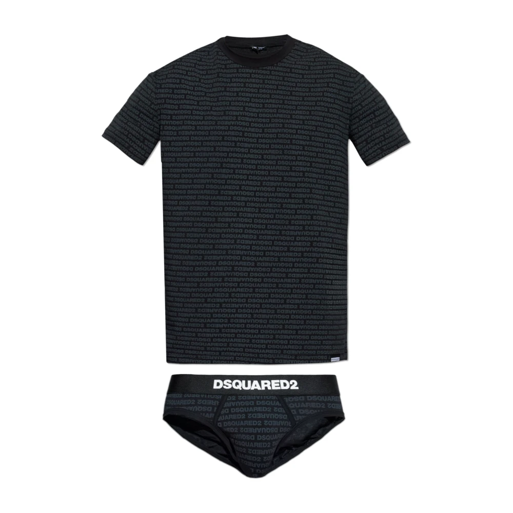 Dsquared2 Mannelijk Zwart Ondergoed Heren, L, Katoen, Ondergoed Set