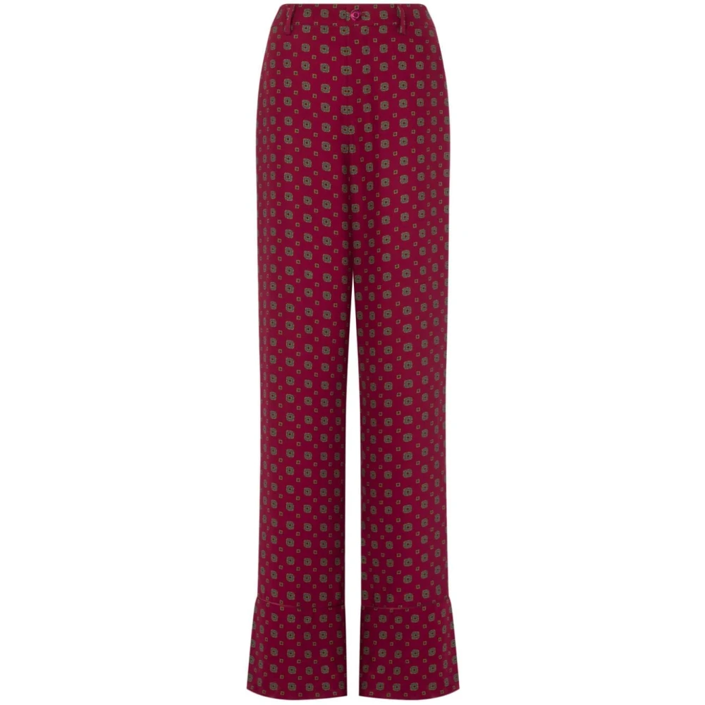 Moschino Geometrisch Print Zijden Broek Red Dames