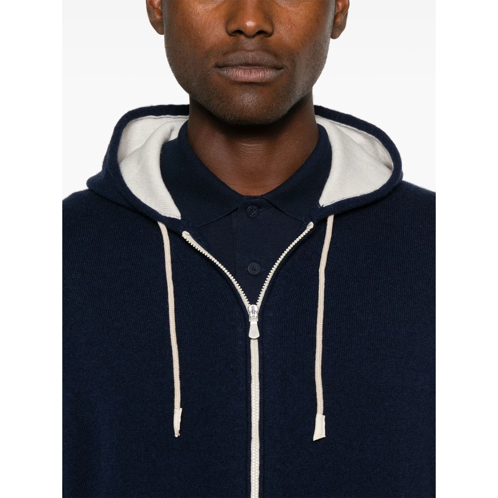 Eleventy Luxe Cashmere Rits Hoodie Blue Heren