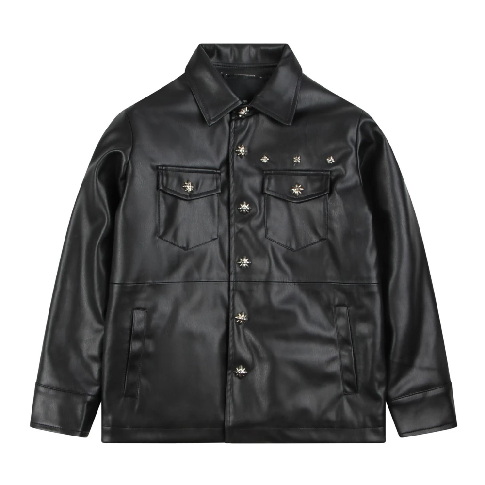 Richmond Studded Faux Leather Jacket Black, Pojke