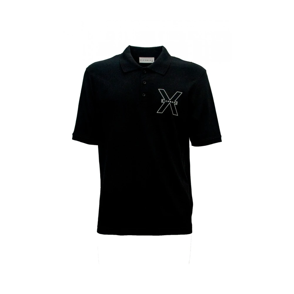 John Richmond Zwarte Katoenen Polo Shirt Ump24207P0 A8 Black Heren