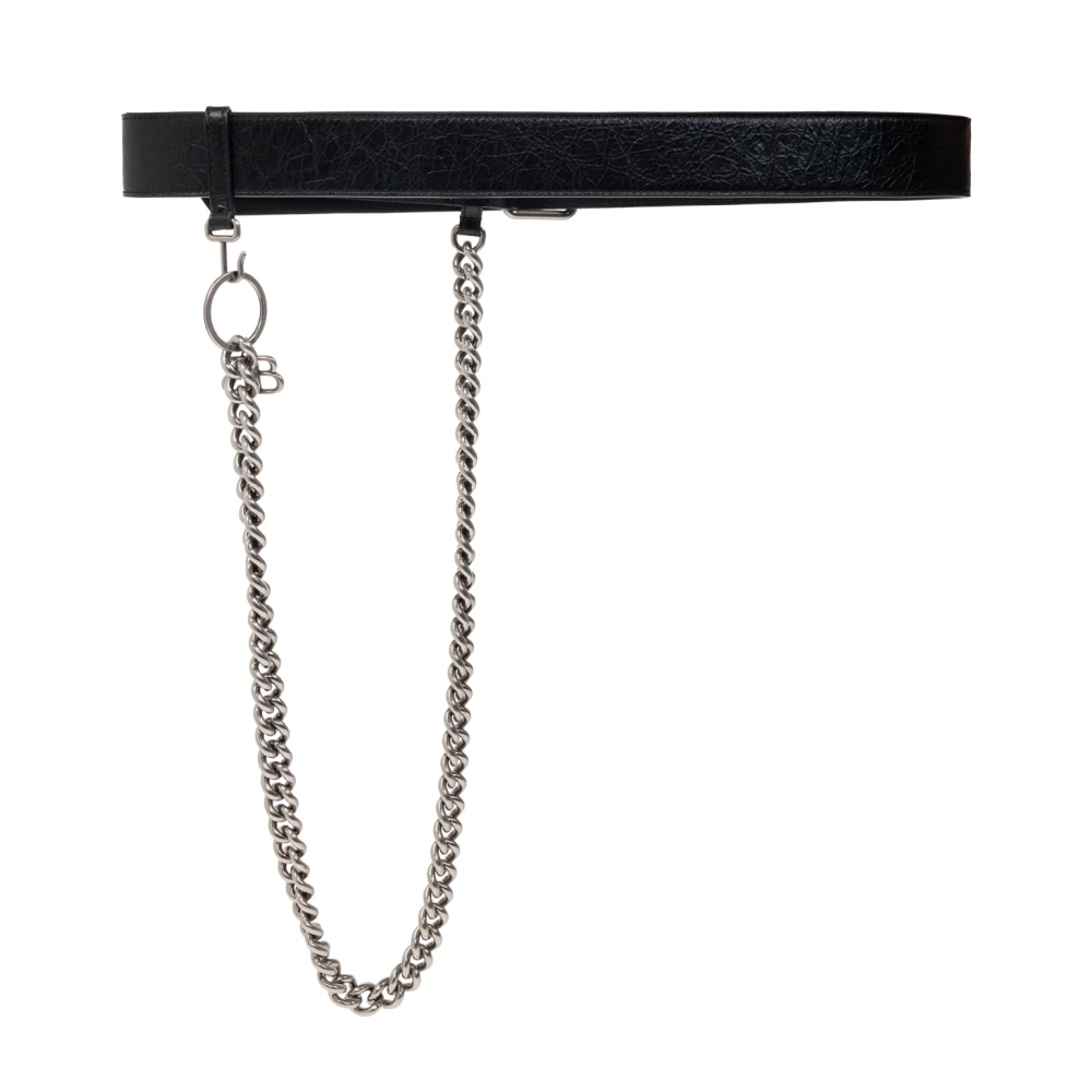 Balenciaga Leren Riem met Ketting Black Heren