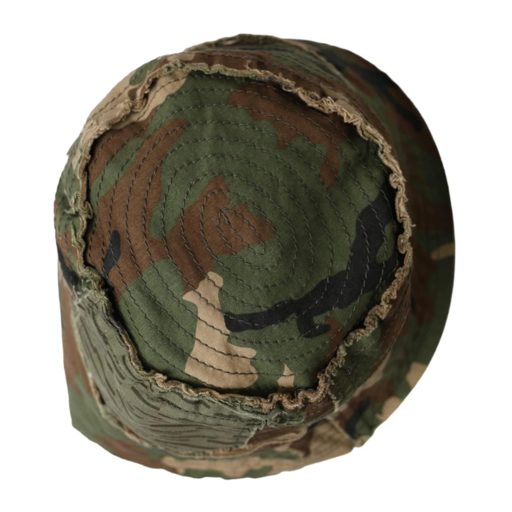 Dolce & Gabbana Groene Camouflage Katoenen Bucket Hoed Green Heren