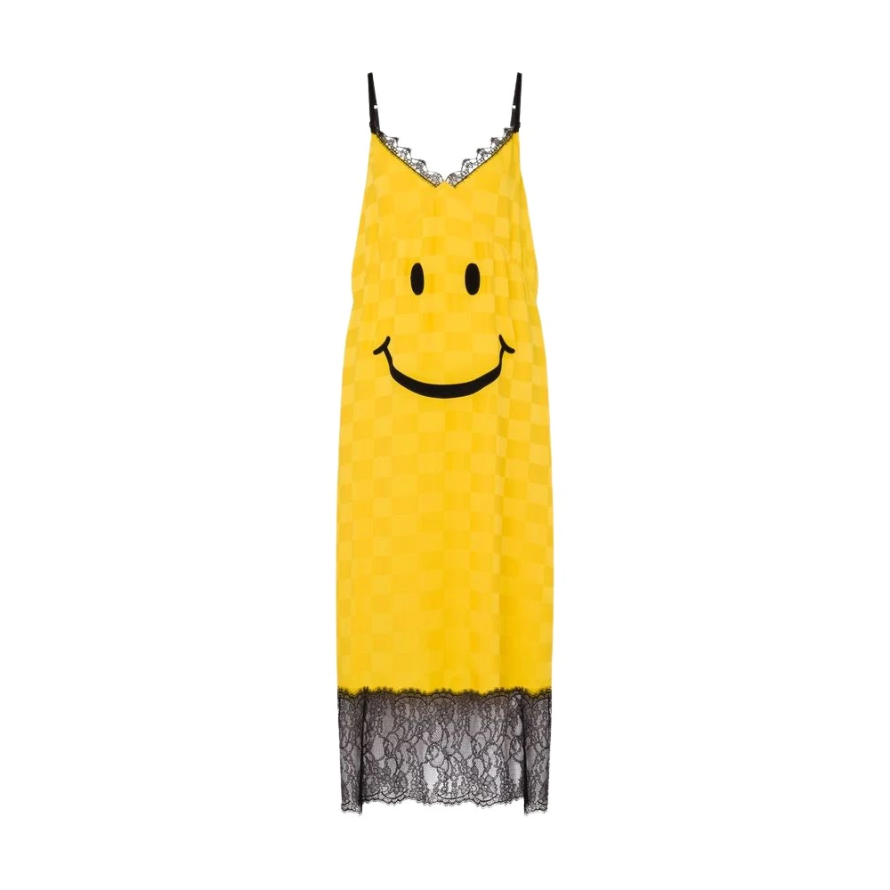 Moschino Women's Yellow Silk Blend Dress Smiley®