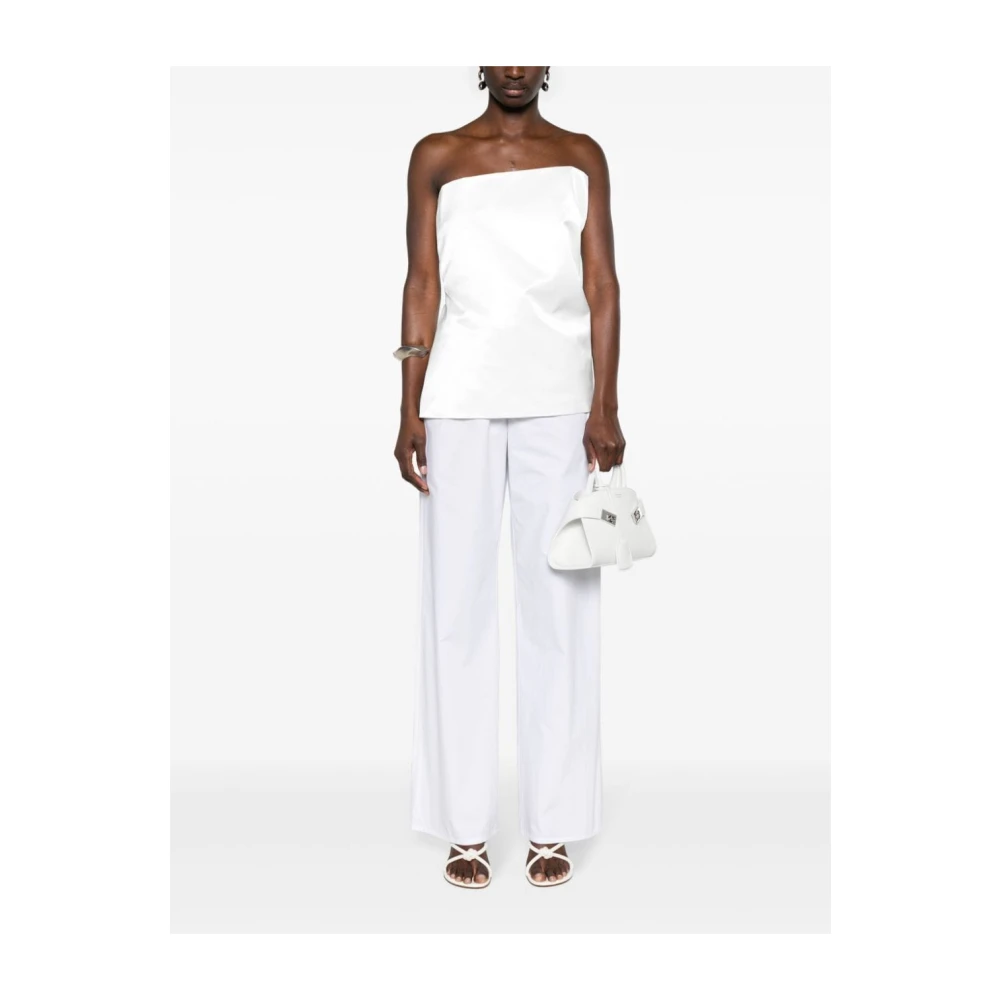 SPORTMAX Witte Satijnen Gelaagde Strapless Top White Dames