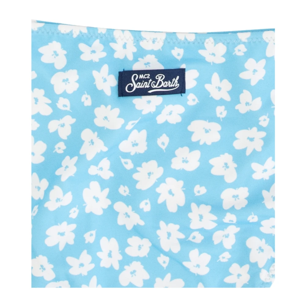 MC2 Saint Barth Bloemen Bikini Set met Striksluiting Blue Dames