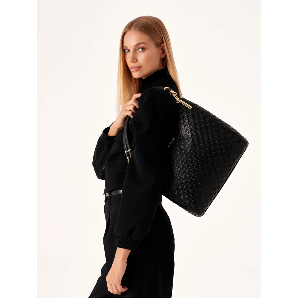Kazar monogramleren schoudertas Black Dames