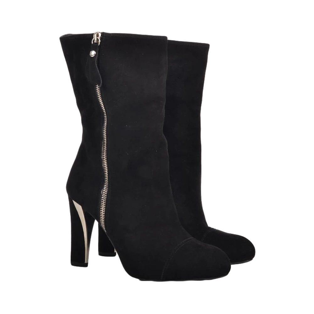 Stuart Weitzman Lyxiga Chamois Klackstövlar Black, Dam