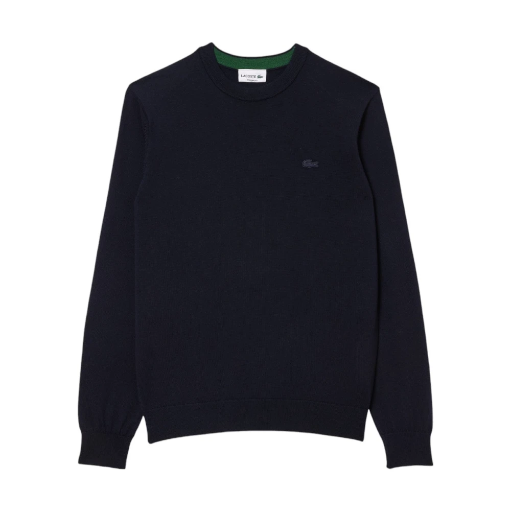 Lacoste Merino Wool Crew Neck Sweater Navy Blue, Herr