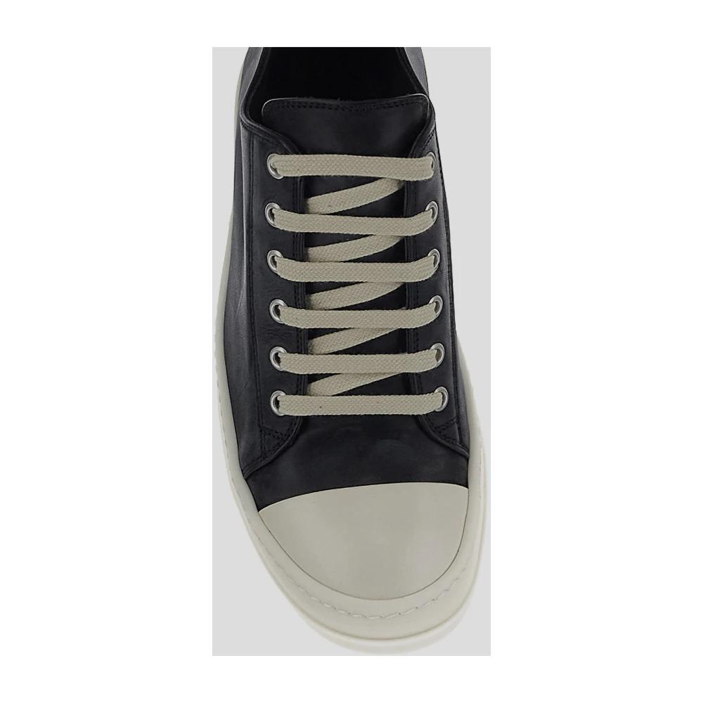 Rick Owens Lage Sneakers van Leer Black Dames