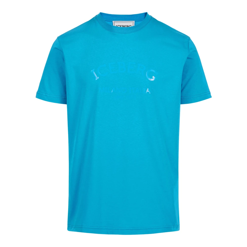 Iceberg Kobaltblauw katoenen jersey T-shirt met logo Blue Heren