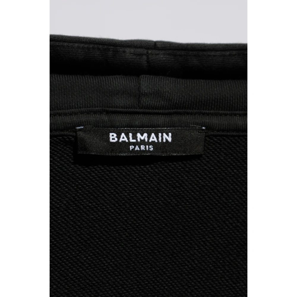 Balmain Logo-geborduurde hoodie Black Heren