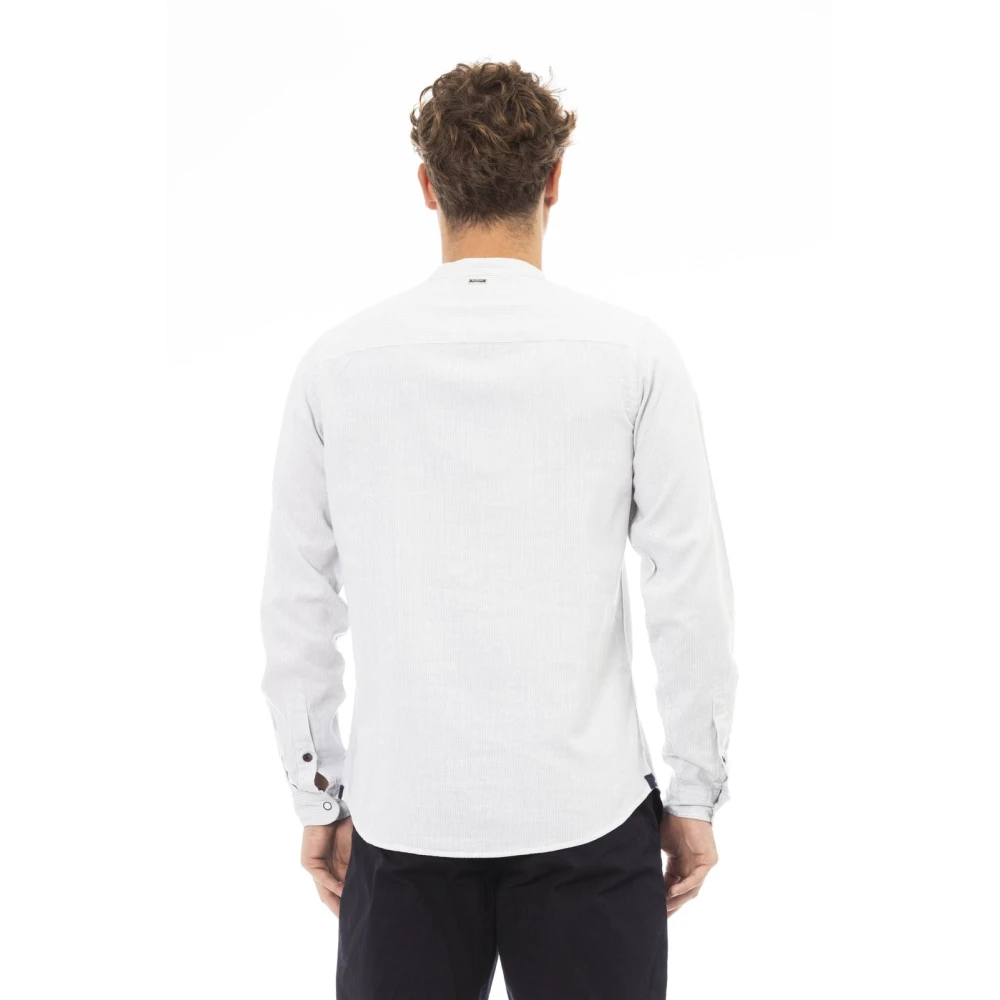 Baldinini Koreaanse kraag overhemd met knoopsluiting White Heren
