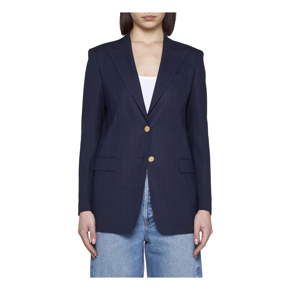 Tagliatore Blauw Jas met Centrale Split en Twee Knopen Blue Dames