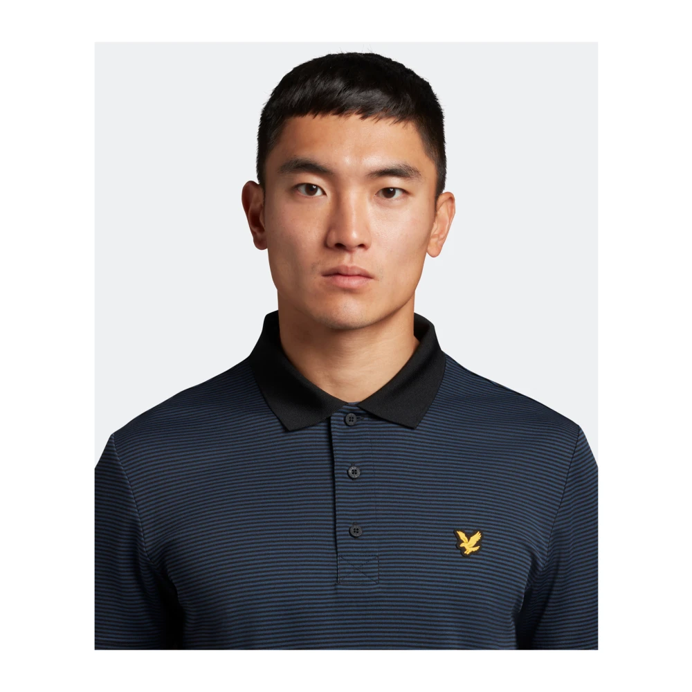 Lyle & Scott Microstripe Golf Polo Shirt Blue Heren