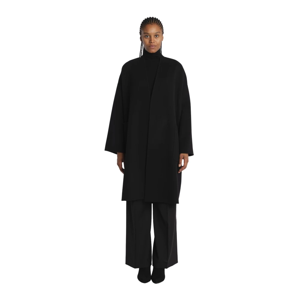 Max Mara Zwarte Eris Jas zonder Kraag Black Dames
