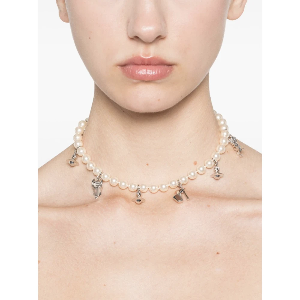 Vivienne Westwood Platinum Creamrose Parel Ketting Yellow Dames