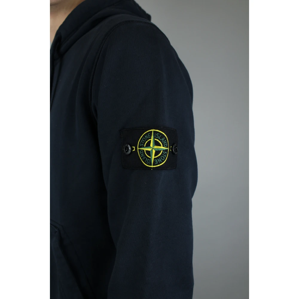 Stone Island Navy Blue Felpa Hoodie Stijlvol Ontwerp Blue Heren