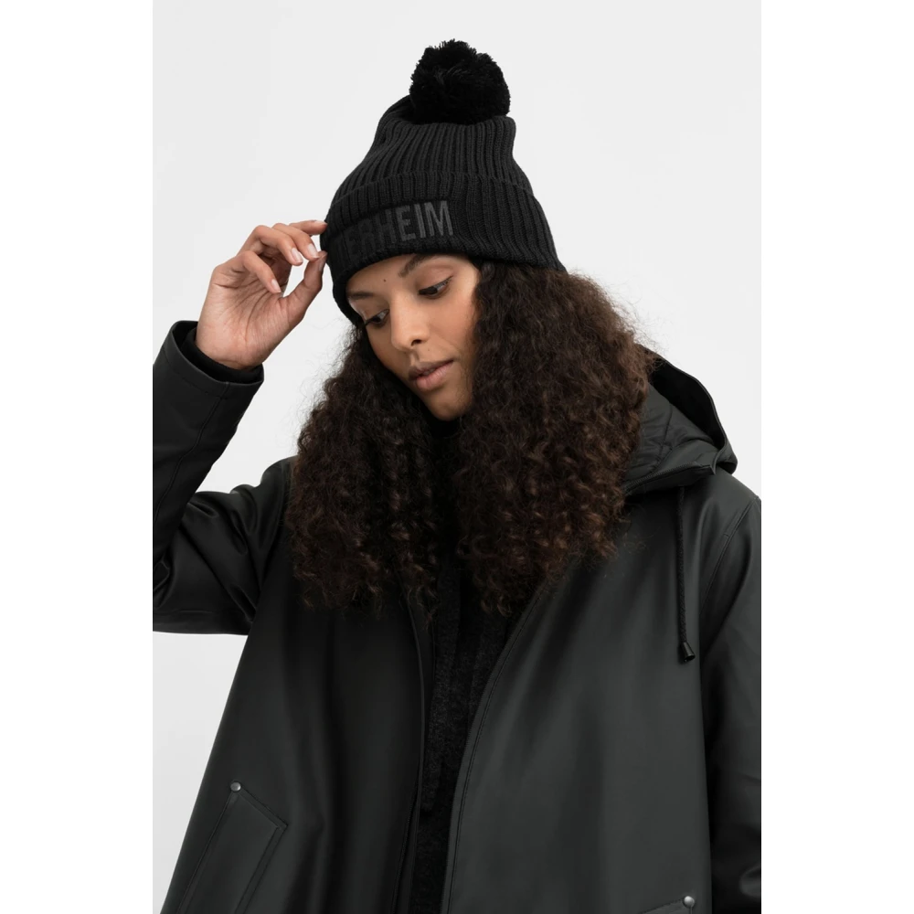 Stutterheim Pompon Ribgebreide Muts Black Unisex