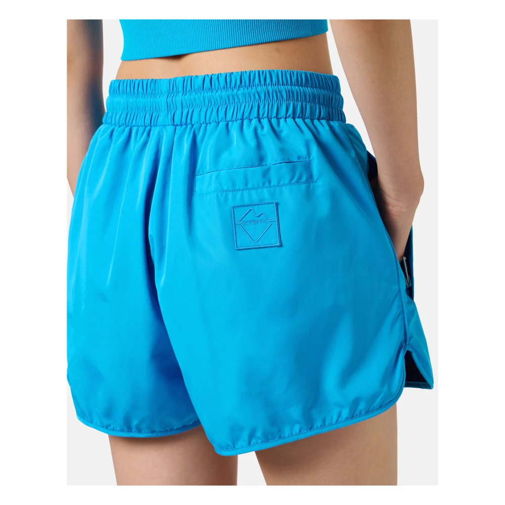 Iceberg Actieve shorts in technisch nylon gevoerd met kobaltblauw gaas Blue Dames
